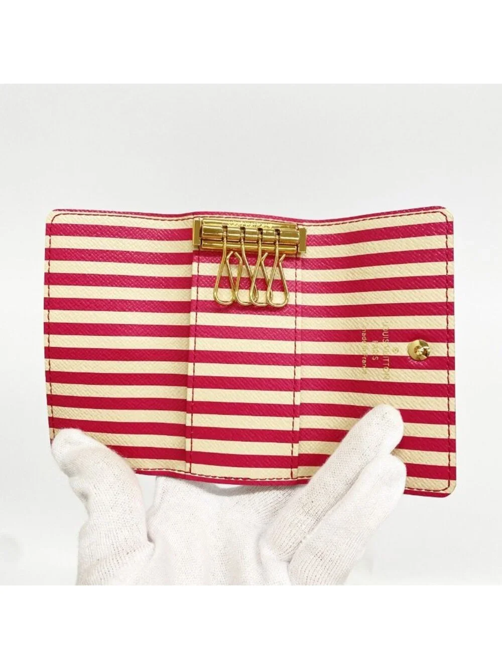 Louis Vuitton Key Case Monogram Trunk Multicles 4 Brown Pink